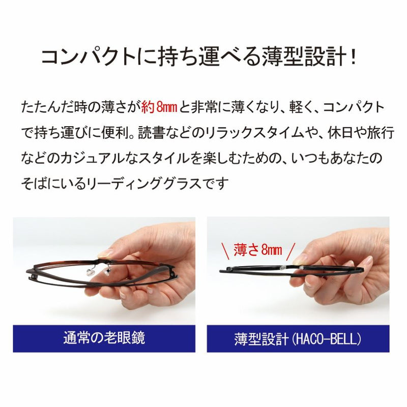 【一般医療機器】【特典付】薄型老眼鏡 HB-3001 ブラック +1.5 メーカー直送 ▼返品・キャンセル不可【他商品との同時購入不可】