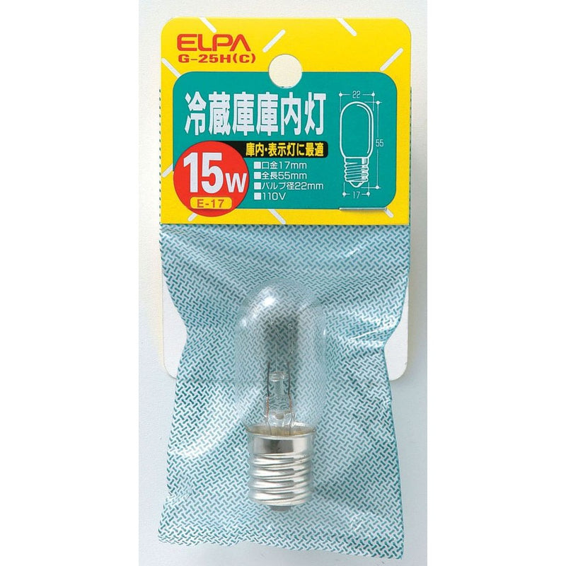 エルパ ELPA 冷蔵庫庫内灯 15W クリア E17 G-25H(C)