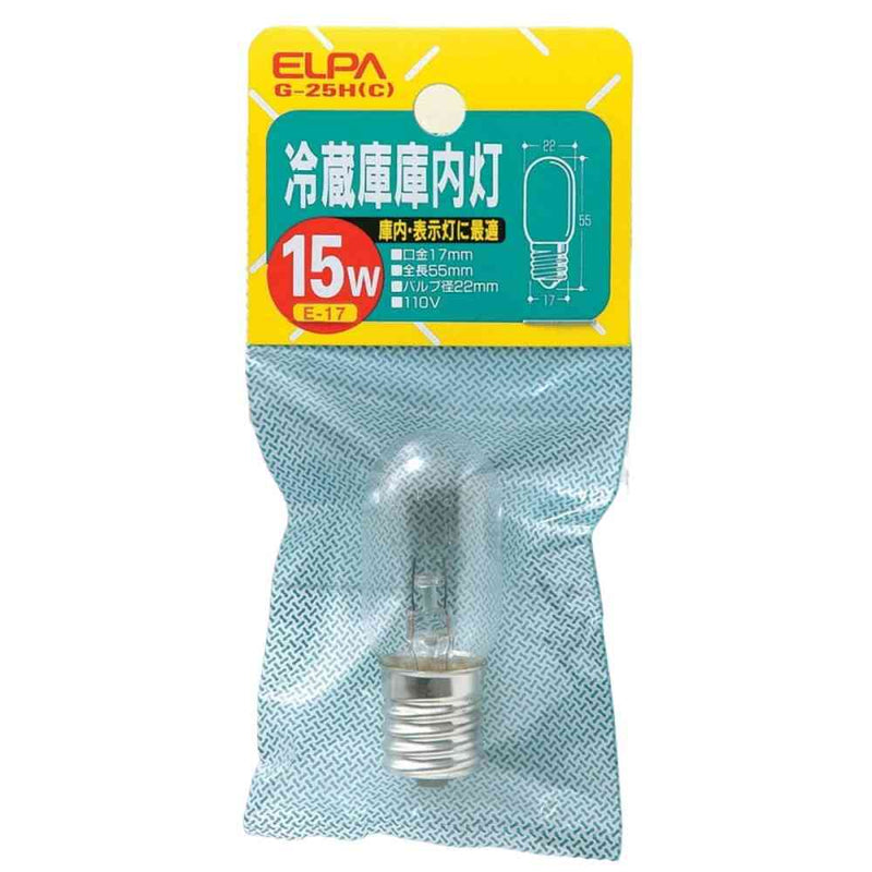 エルパ ELPA 冷蔵庫庫内灯 15W クリア E17 G-25H（C）