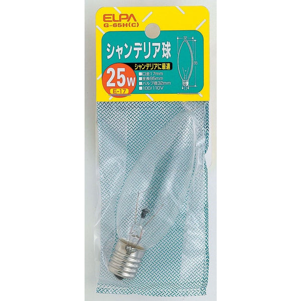 エルパ ELPA シャンデリア球 白熱電球 E17 25W G-65H(C)