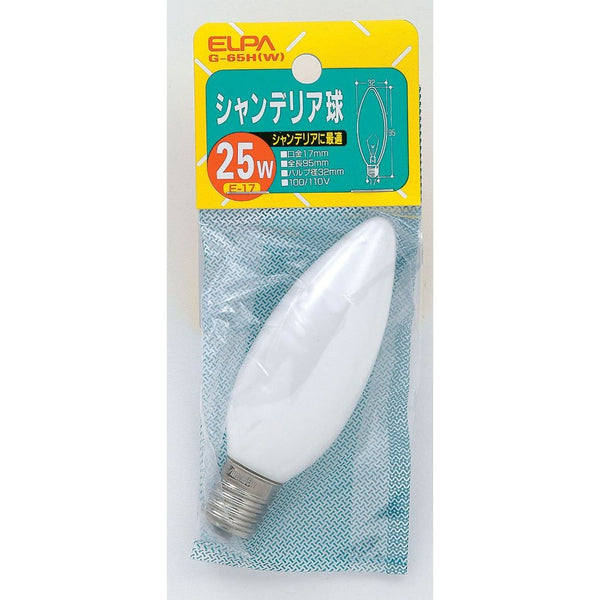 エルパ ELPA シャンデリア電球 25W ホワイト E17 G-65H(W)