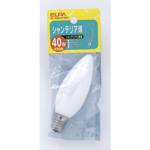 エルパ ELPA シャンデリア球 白熱電球 E17 40W G-66H(W)