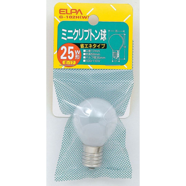 エルパ ELPA ミニクリプトン球S型 25W ホワイト E17 G-102H(W)
