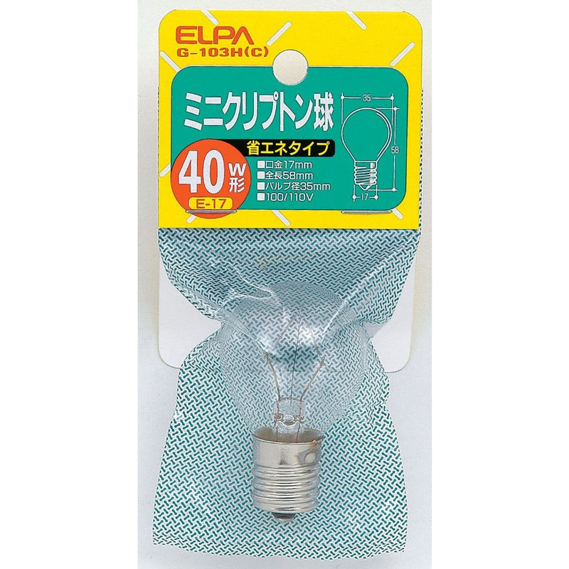 エルパ ELPA ミニクリプトン球S型 40W クリア E17 G-103H(C)