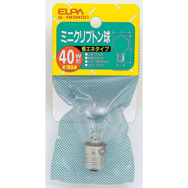 エルパ ELPA ミニクリプトン球S型 40W クリア E17 G-103H(C)
