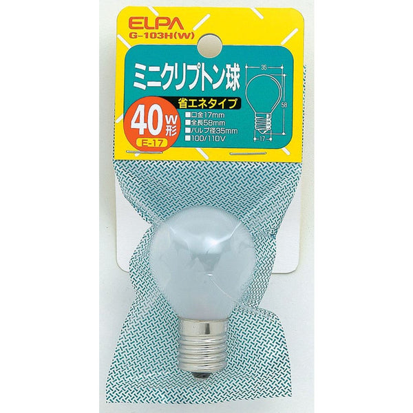 エルパ ELPA ミニクリプトン球S型 40W ホワイト E17 G-103H(W)