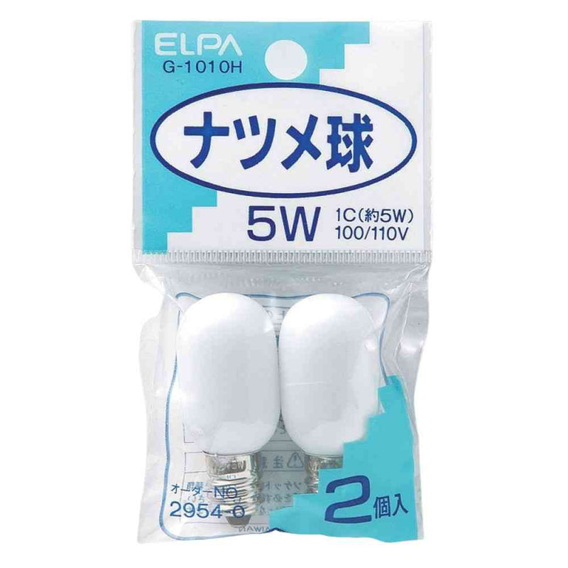 エルパ ELPA ナツメ球 5W ホワイト E12 G-1010H 2個入