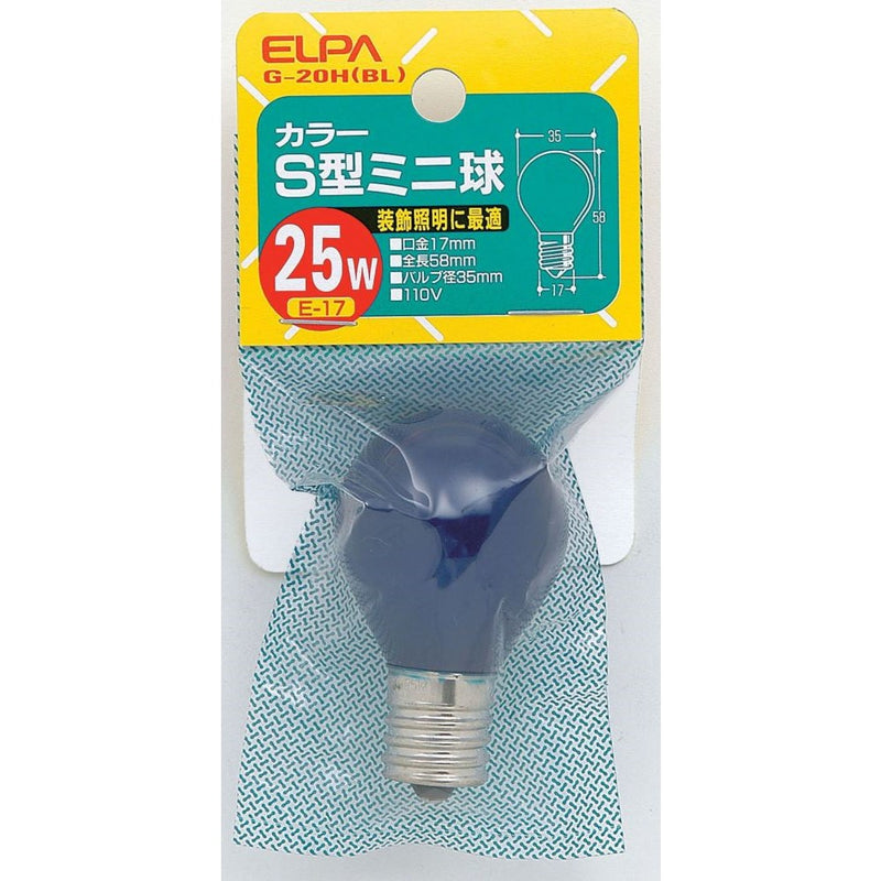 エルパ ELPA カラーＳ型ミニ球 白熱電球 E17 25W G-20H(BL)