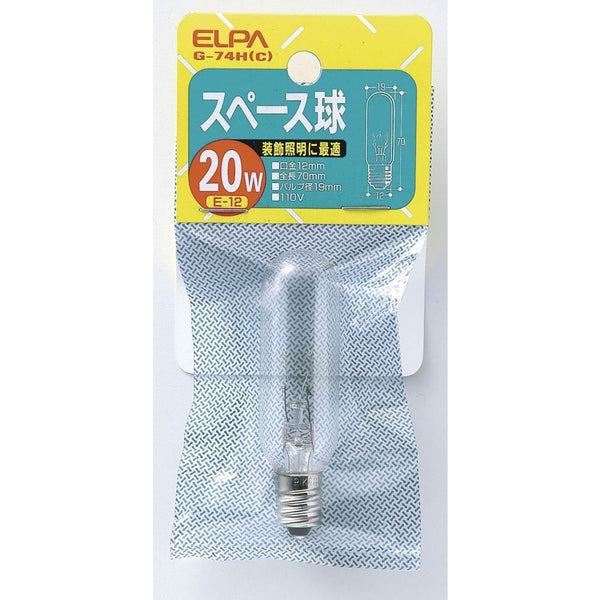 エルパ ELPA スペース球 白熱電球 E12 20W G-74H(C)