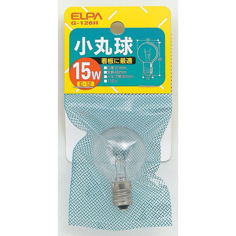 エルパ ELPA 小丸球 白熱電球 E12 15W G-126H