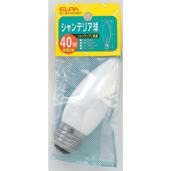 エルパ ELPA シャンデリア電球 40W ホワイト E26 G-61H(W)