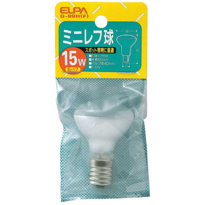 エルパ ELPA ミニレフ球 白熱電球 E17 15W G-99H（F）