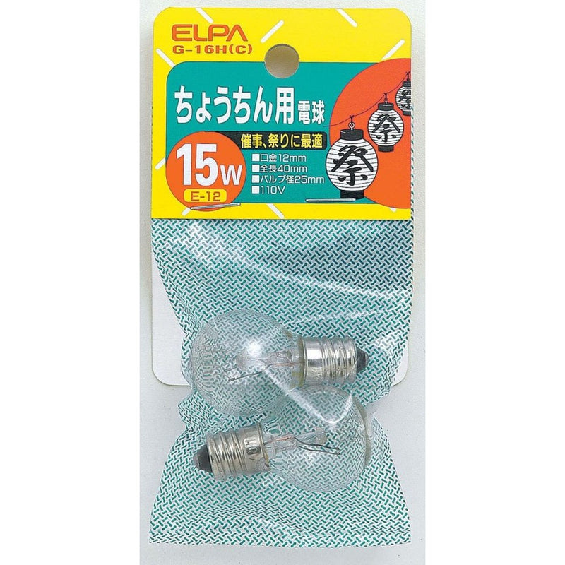 エルパ ELPA ちょうちん用電球 白熱電球 E12 15W G-16H(C)