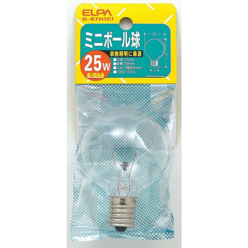 エルパ ELPA ミニボール球 白熱電球 E17 25W G-87H(C)