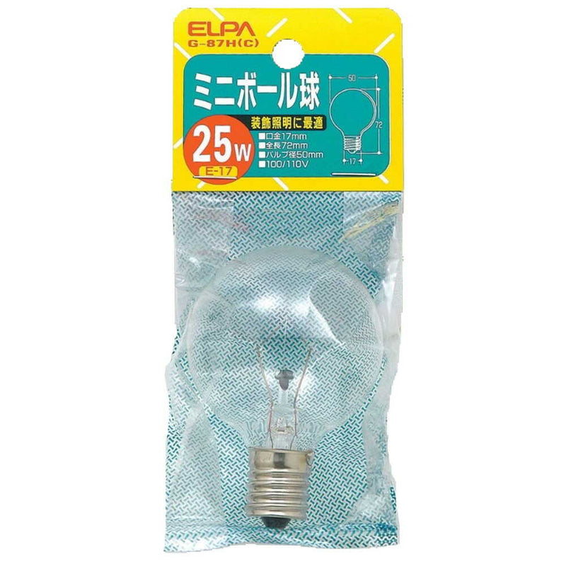 エルパ ELPA ミニボール球 白熱電球 E17 25W G-87H（C）