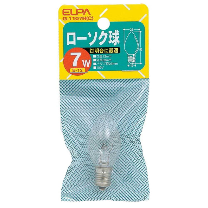 エルパ ELPA ローソク球 白熱電球 E12 7W G-1107H（C）