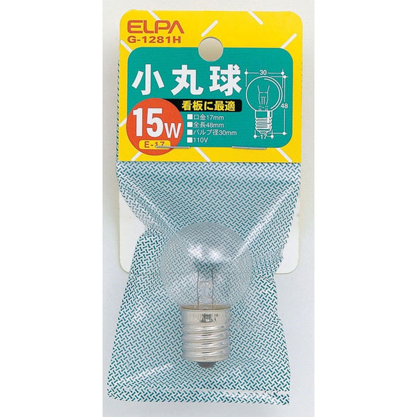 エルパ ELPA 小丸球 白熱電球 E17 15W G-1281H