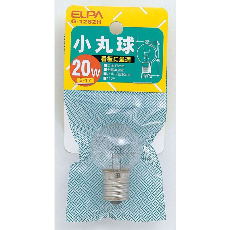 エルパ ELPA 小丸球 白熱電球 E17 20W G-1282H