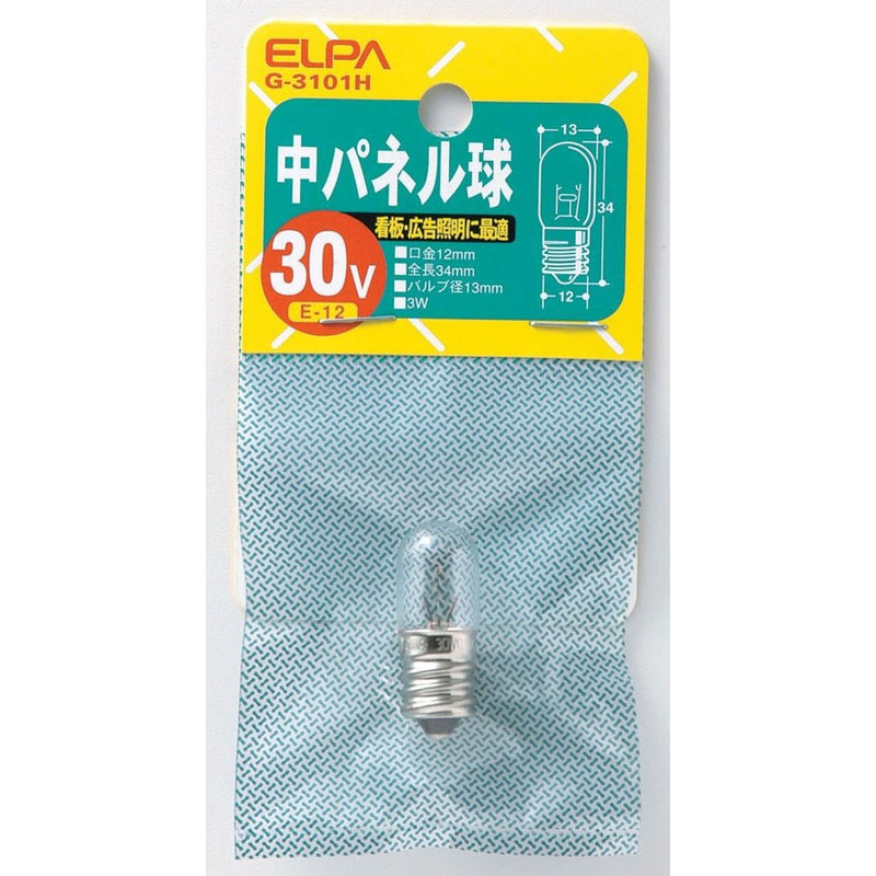 エルパ ELPA 中パネル球 白熱電球 E12 3W G-3101H