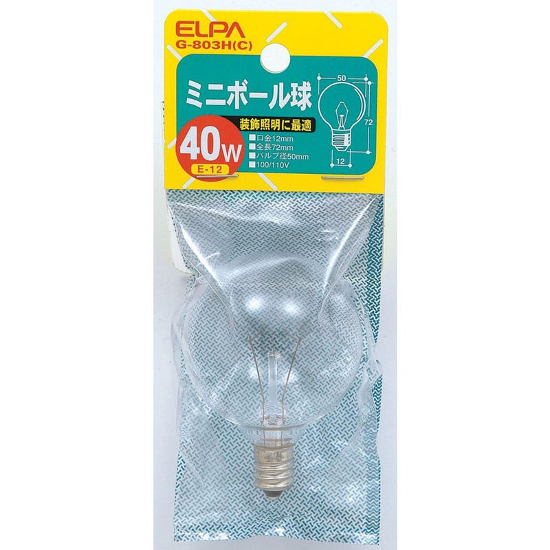 エルパ ELPA ミニボール球 白熱電球 E12 40W G-803H(C)