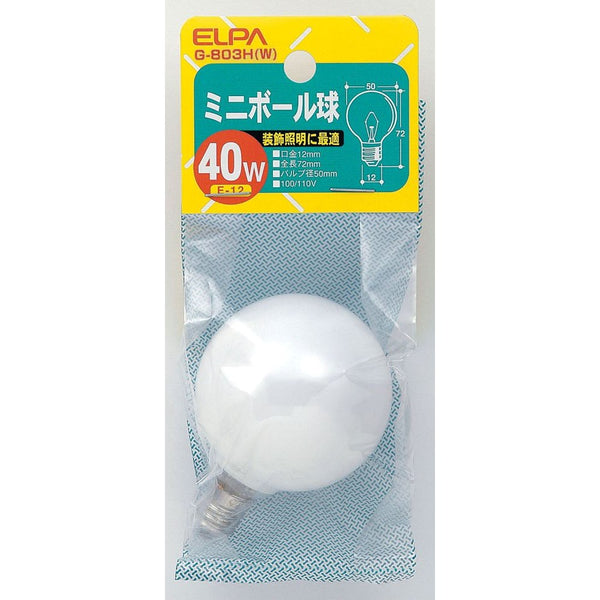 エルパ ELPA ミニボール球 40W クリア E12 G-803H(W)