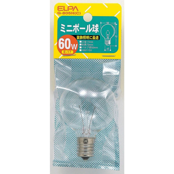 エルパ ELPA ミニボール球 白熱電球 E17 60W G-805H(C)