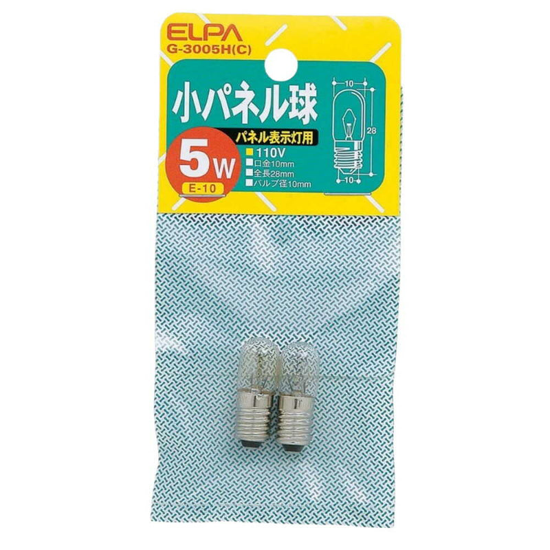 エルパ ELPA 小パネル球 白熱電球 E10 5W G-3005H（C） 2個入り