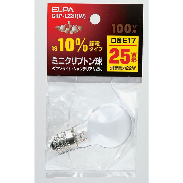 朝日電器 ELPA ミニクリプトン球 電球 GKP-L22H(W)