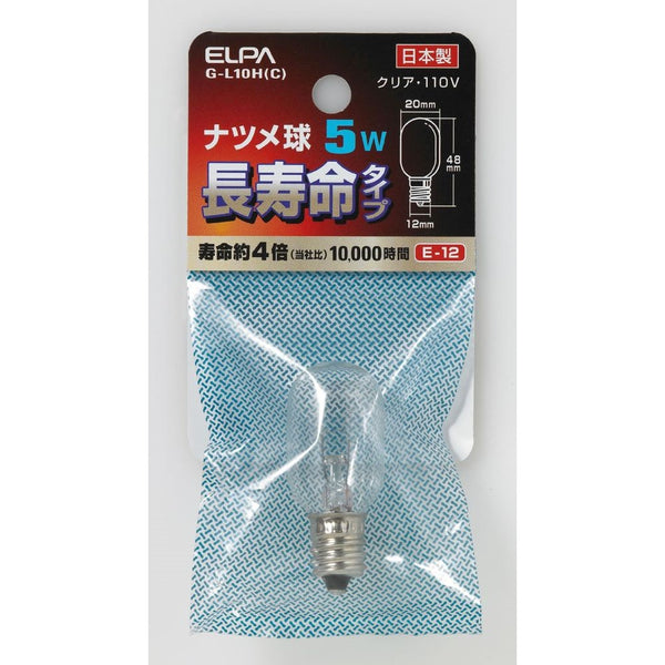 エルパ ELPA ナツメ球 白熱電球 E12 5W G-L10H(C)