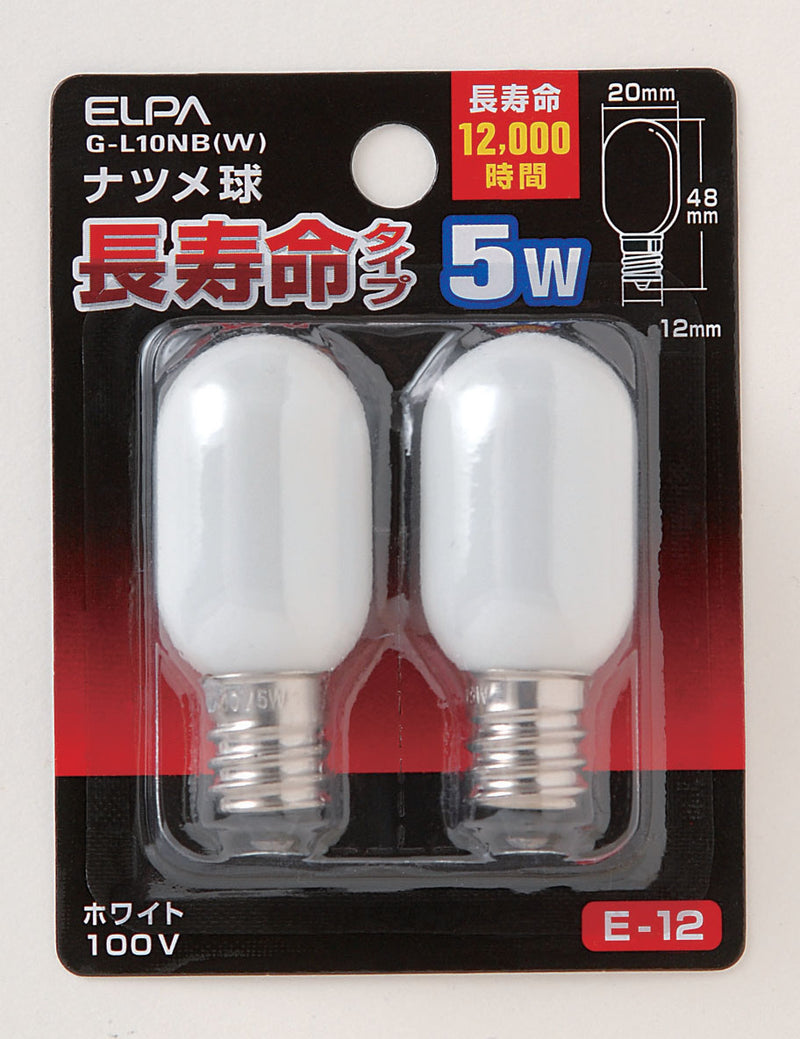 Elpa ELPA Natsume Bulb Long Light Bulb Lighting E12 5W White G-L10NB (W)