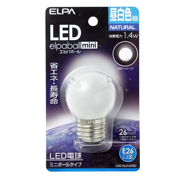 エルパ ELPA ＬＥＤ装飾電球　ミニボールＧ４０形 LED 省エネ E26 1.4W LDG1N-G-G250