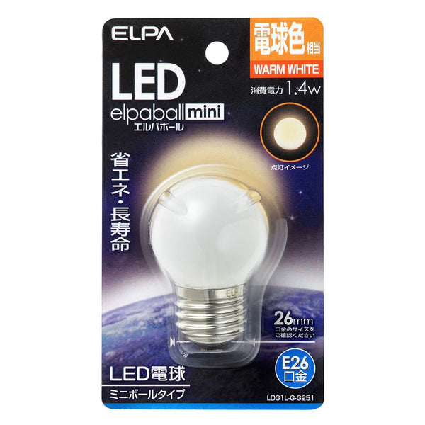 朝日電器 ELPA LED電球G40形E26 LED LDG1L-G-G251