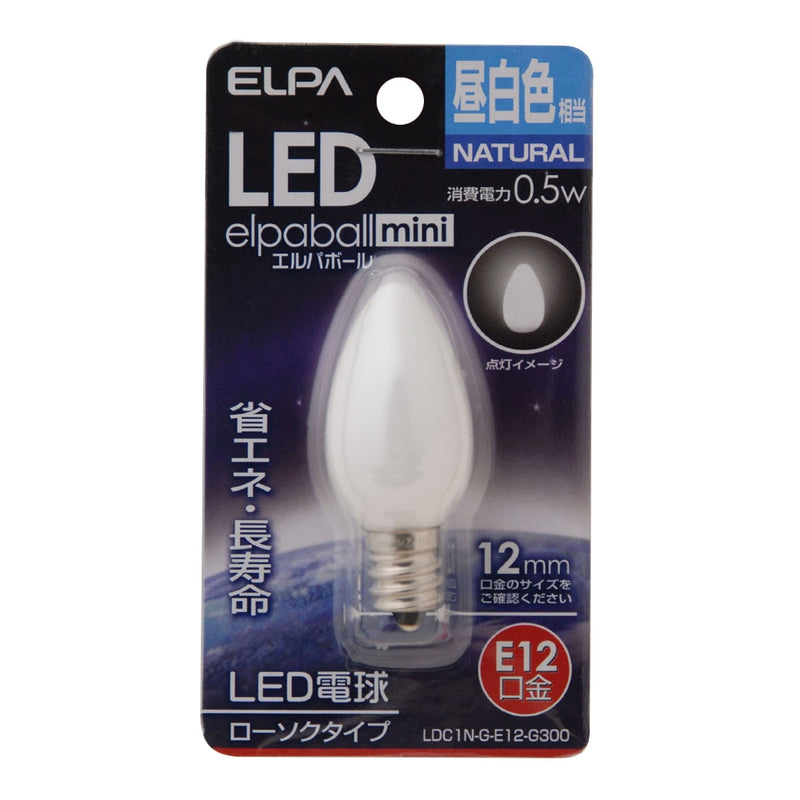 エルパ ELPA ＬＥＤ装飾電球　ローソク球形 LED 省エネ E12 0.5W LDC1N-G-E12-G300