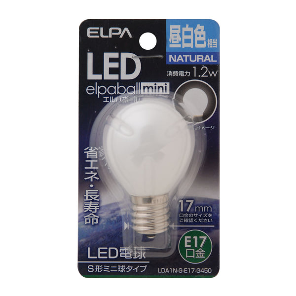 ELPA LED装饰灯泡S形迷你灯泡型日光白色E17 1.2W 55lm室内使用LDA1N-G-E17-G450