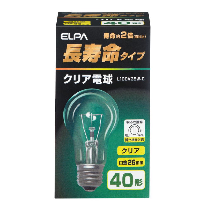 朝日電器 ELPA 長寿命クリア 電球 L100V38W-C