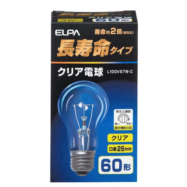 朝日電器 ELPA 長寿命クリア 電球 L100V57W-C