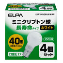 エルパ ELPA 長寿命ミニクリ 白熱電球 E17 40W形 EKP100V36LW（W）4P 4個セット