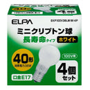 エルパ ELPA 長寿命ミニクリ 白熱電球 E17 40W形 EKP100V36LW（W）4P 4個セット