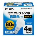 エルパ ELPA 長寿命ミニクリ 白熱電球 E17 60W形 EKP100V54LW（W）4P 4個セット