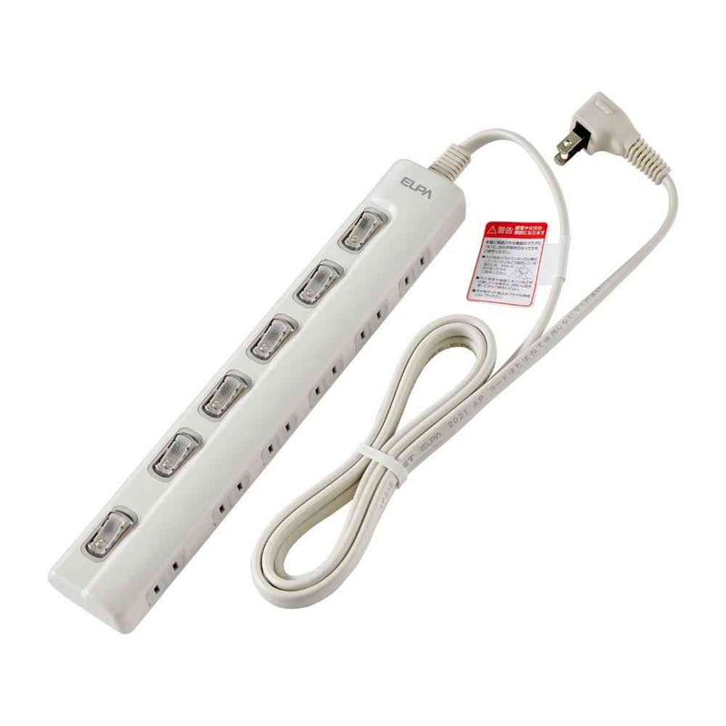 エルパ ELPA LEDランプ スイッチ付タップ 6個口 2m WLS-LY62EB ホワイト
