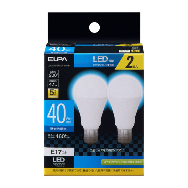 エルパ ELPA LED電球 ミニクリプトン形 長寿命 LDA4D-G-E17-G4103-2P