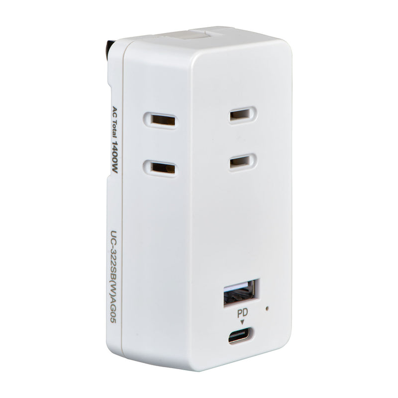 Asahi Electric Elpa ELPA USB Tap PD20W PD Compatible 3 Ports UC-322SB(W)