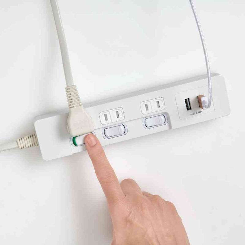 エルパ ELPA 電源タップ ランプレス 個別スイッチ AC 3個口 USB-A×2 2m ホワイト WLS-E3232UA