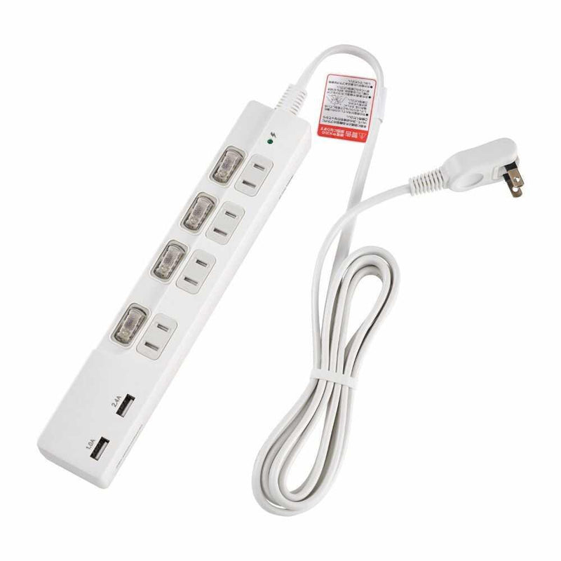 エルパ スイッチ付USBタップ 4P USB充電 WBK-4232SUA W