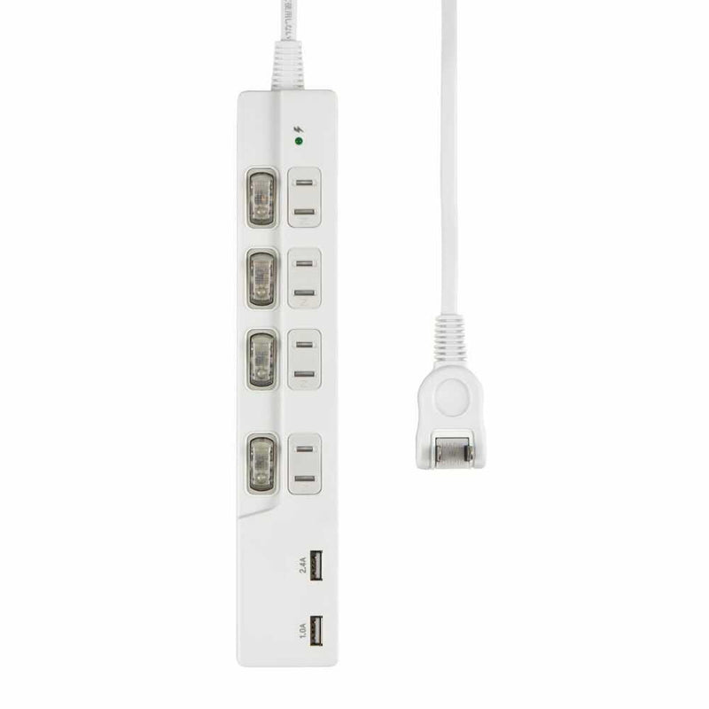 エルパ スイッチ付USBタップ 4P USB充電 WBK-4232SUA W