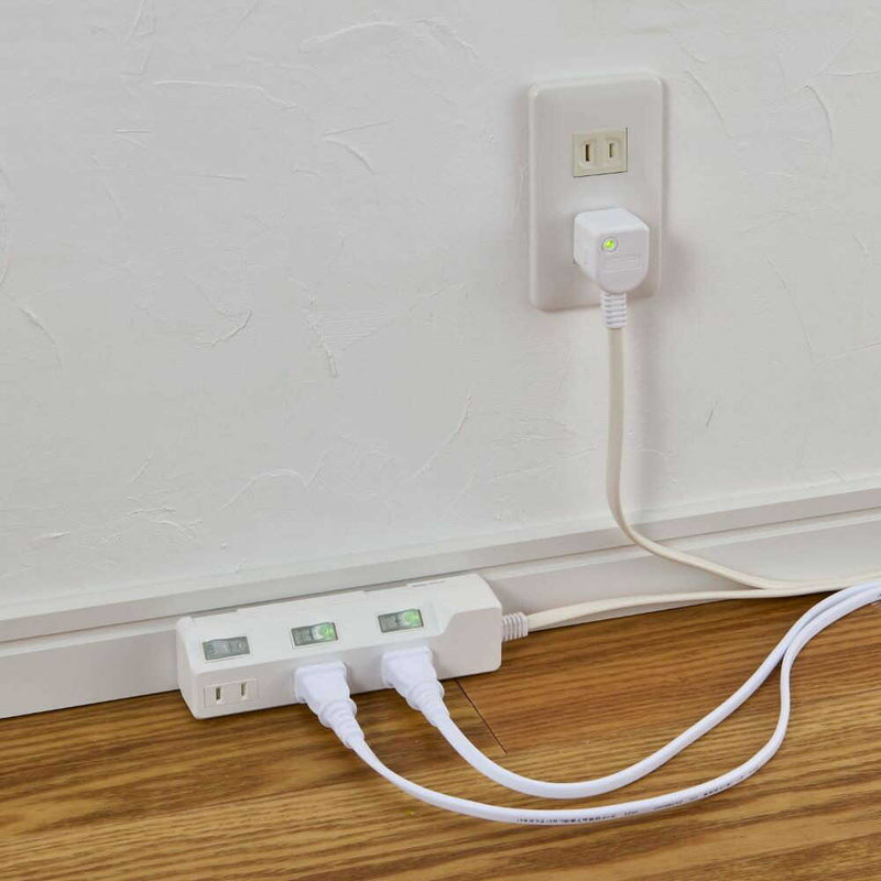 エルパ ELPA 耐雷スイッチ付タップ3P1M 雷ガード LEDランプでON／OFFが分かりやすい 省電力 WLK-31S（W）