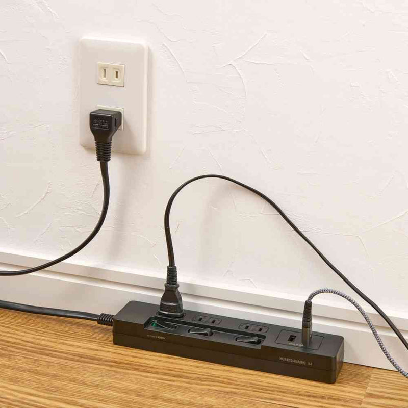 エルパ ELPA 電源タップ ランプレス個別スイッチ AC 3個口 USB-A×2 2m ブラック WLS-E3232UA