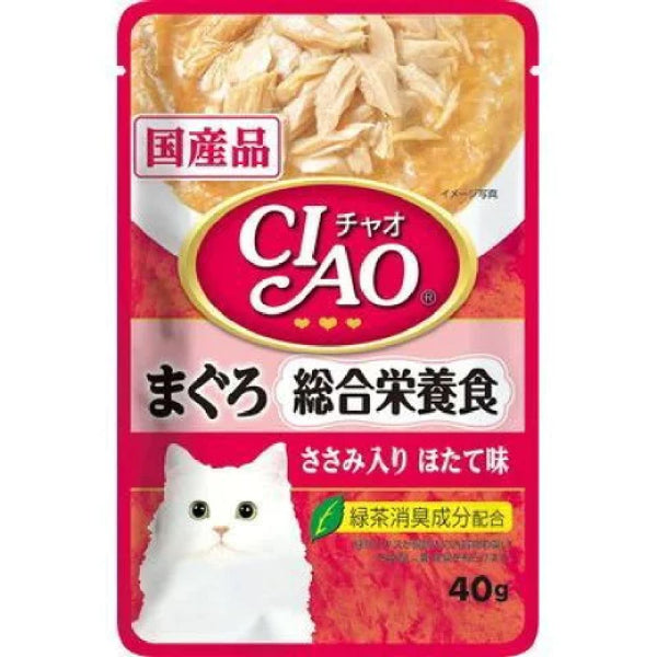 いなば CIAO パウチ 総合栄養食 まぐろ ささみ入りほたて味 40g