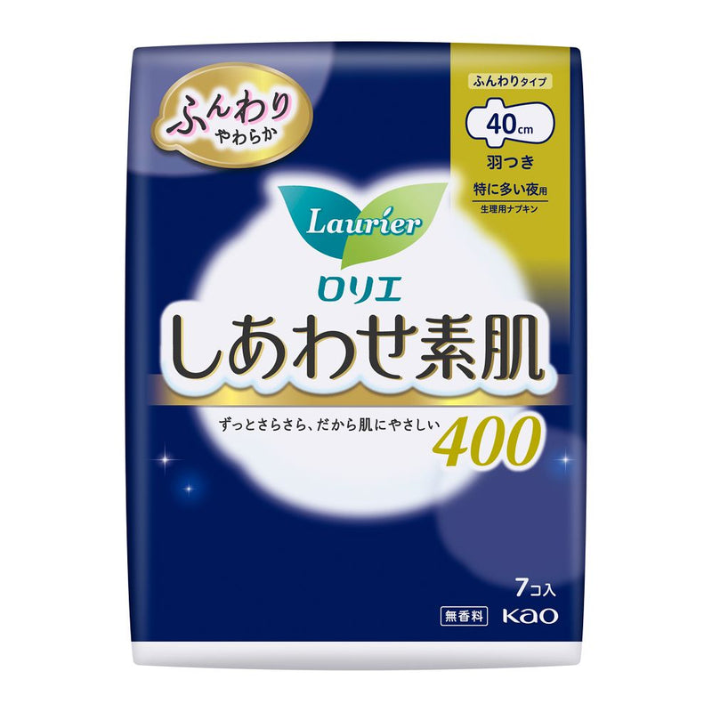 花王 ロリエ しあわせ素肌 特に多い夜用400 羽つき 7個入