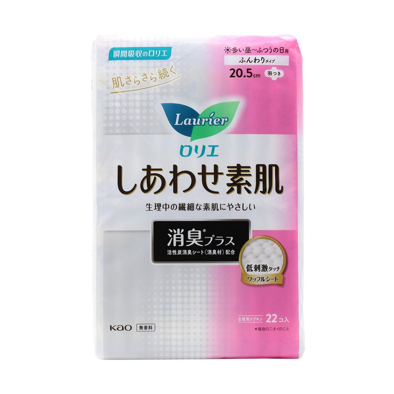 花王 ロリエ しあわせ素肌 消臭プラス ふつうの日用 羽つき 22個入り